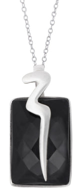 Faceted Black Onyx Sterling Silver Pendant