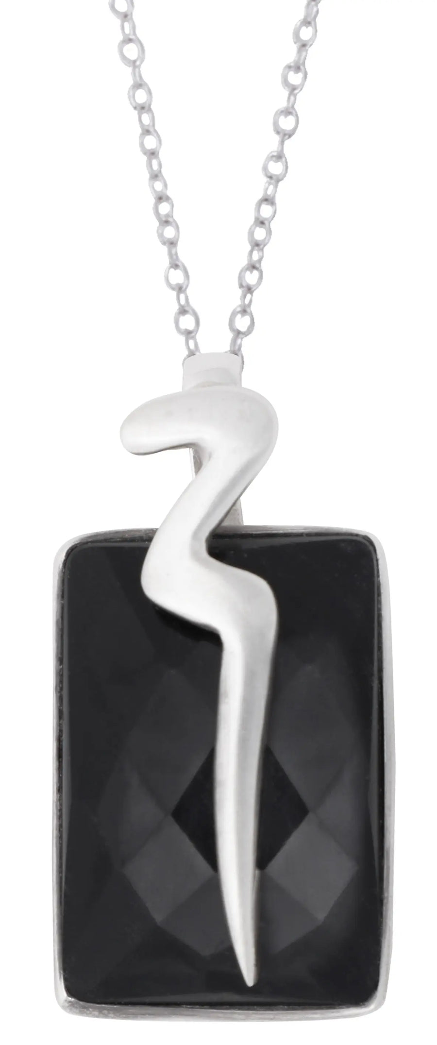 Faceted Black Onyx Sterling Silver Pendant
