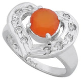 Carnelian and Cubic Zirconia Heart Sterling Silver Ring
