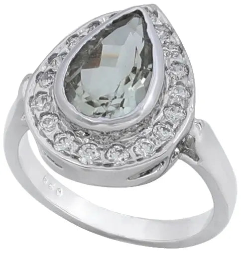 Citrine and Cubic Zirconia Drop Sterling Silver Ring
