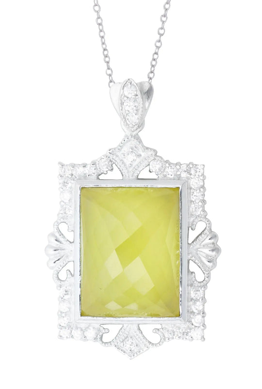 Purple and Yellow Cubic Zirconia Sterling Silver Pendant