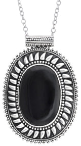 Black Onyx and Tiger Eye Gemstone Sterling Silver Pendant