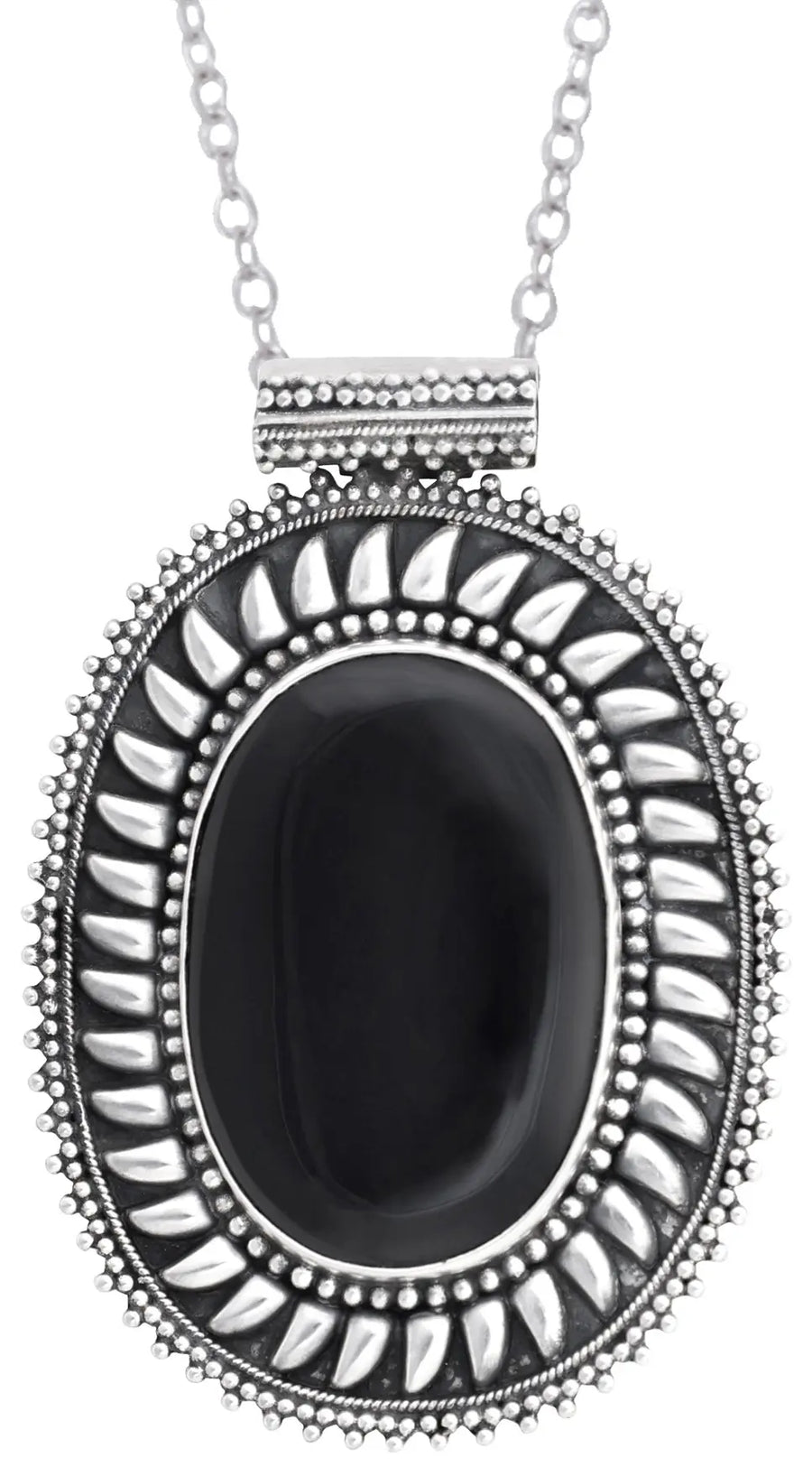 Black Onyx and Tiger Eye Gemstone Sterling Silver Pendant