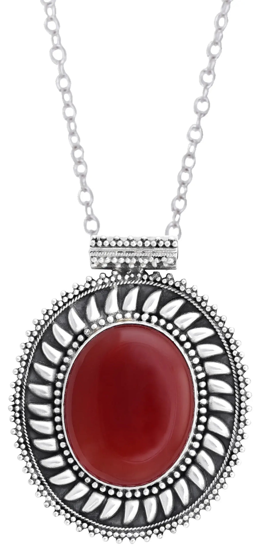 Carnelian and Rose Quartz Oval Sterling Silver Pendant