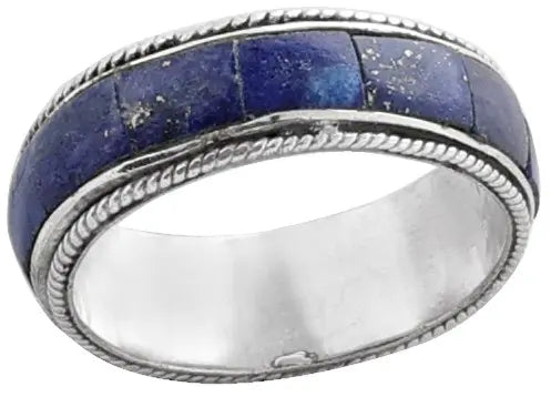 Blue Inlay Stone Sterling Silver Ring