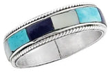 Turquoise and Blue Inlay Sterling Silver Ring