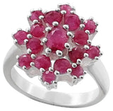 Superfine Floral Ruby Sterling Silver Ring