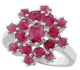 Superfine Floral Ruby Sterling Silver Ring