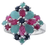 Ruby, Emerald and Iolite Sterling Silver Ring