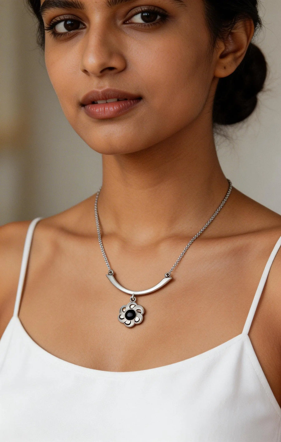 Black Onyx Sterling Silver Necklace