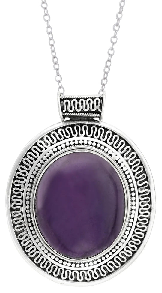Amethyst Carnelian and Tiger Eye Sterling Silver Pendant