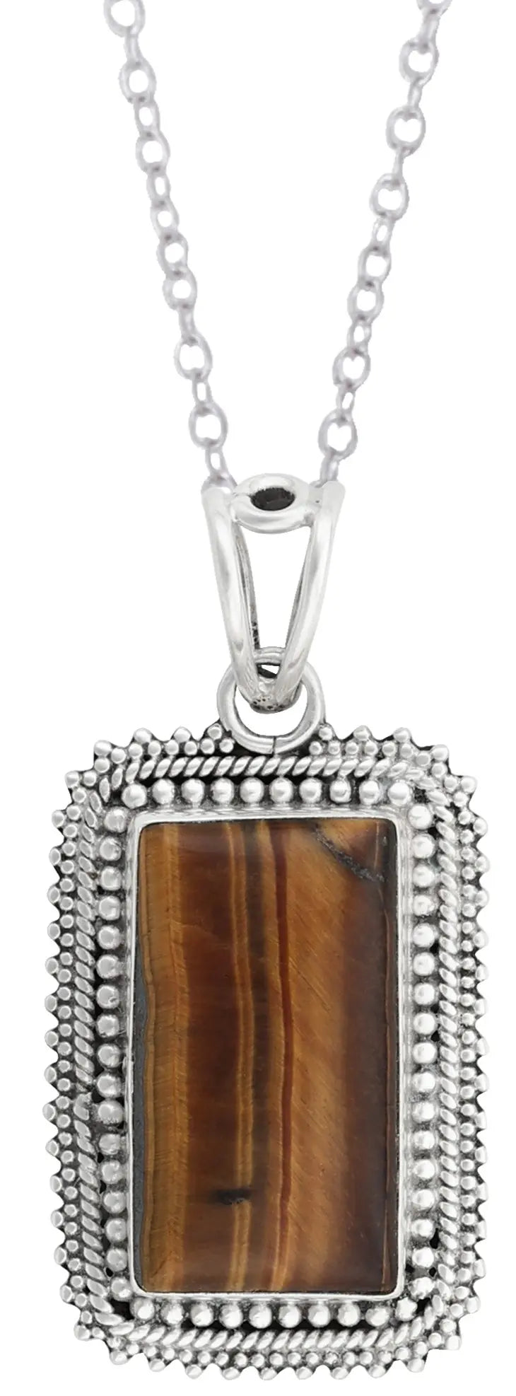 Tiger Eye Sterling Silver Pendant with Large Gemstone Setting