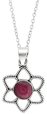 Emerald and Sapphire Faceted Gemstone Sterling Silver Pendant