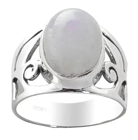 Rainbow Moonstone Sterling Silver Ring