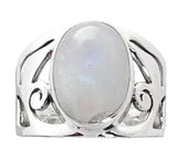 Rainbow Moonstone Sterling Silver Ring