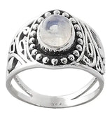 Rainbow Moonstone Sterling Silver Ring