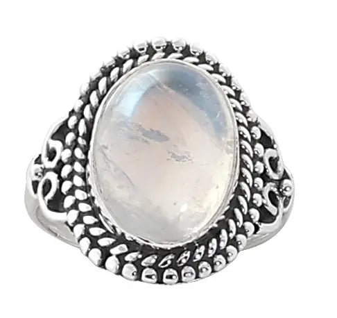 Rainbow Moonstone Sterling Silver Ring