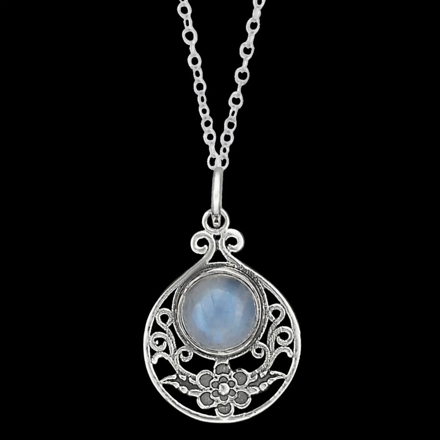 Rainbow Moonstone Sterling Silver Pendant