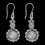 Rainbow Moonstone Sterling Silver Earrings