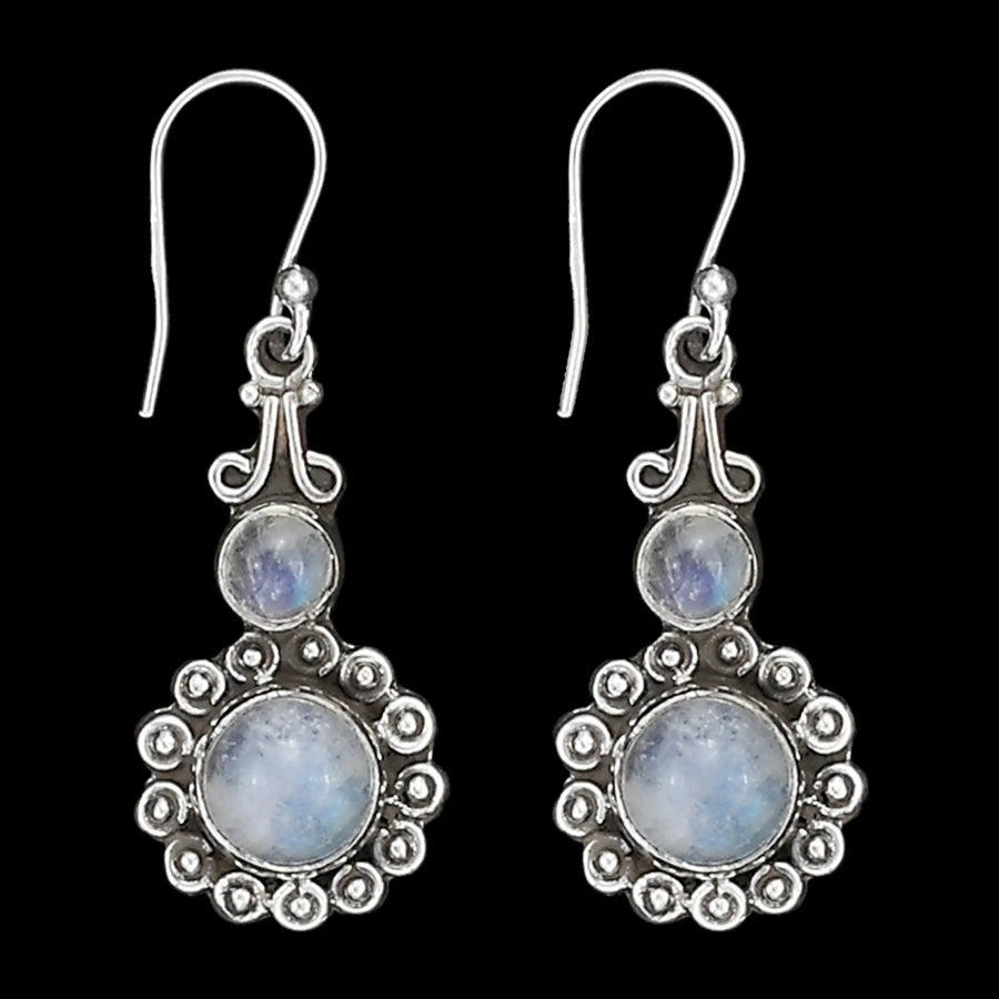Rainbow Moonstone Sterling Silver Earrings