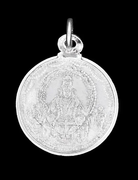 Ayyappan Ganesha and Karttikeya Double Sided Silver Pendant
