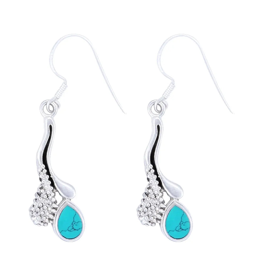 Turquoise Studded Sterling Silver Earrings