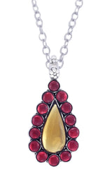 Red and Yellow Glass Sterling Silver Pendant