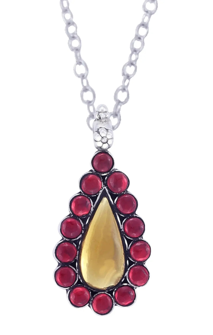Red and Yellow Glass Sterling Silver Pendant
