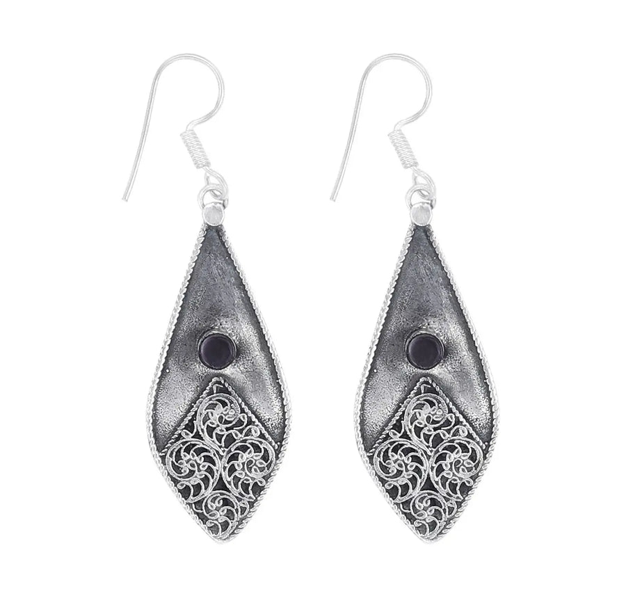 Smoky Quartz Gemstone Dangling Ethnic Earrings