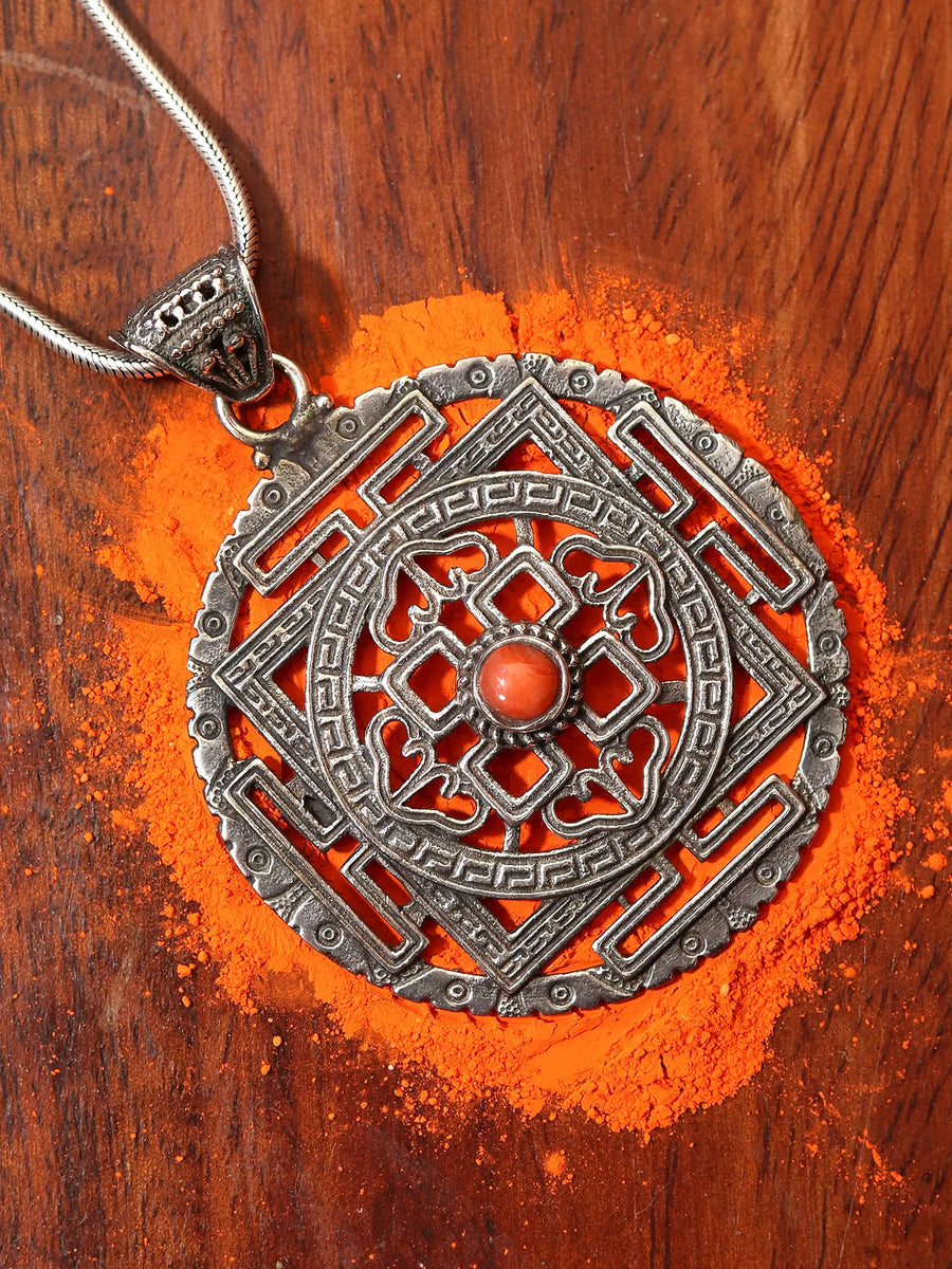 Mandala Filigree Sterling Silver Pendant From Nepal