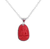 Garnet and Emerald Buddha Sterling Silver Pendant