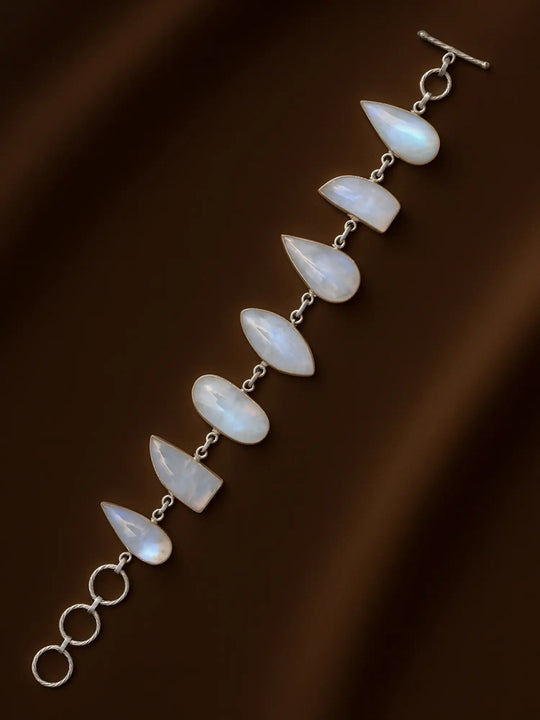 Rainbow Moonstone Sterling Silver Bracelet