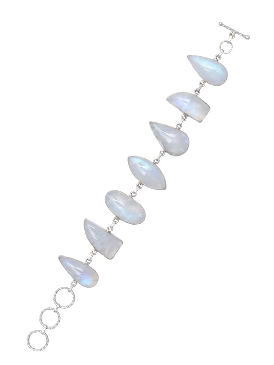Rainbow Moonstone Sterling Silver Bracelet