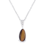 Tiger Eye Sterling Silver Pendant with Gemstone Accent