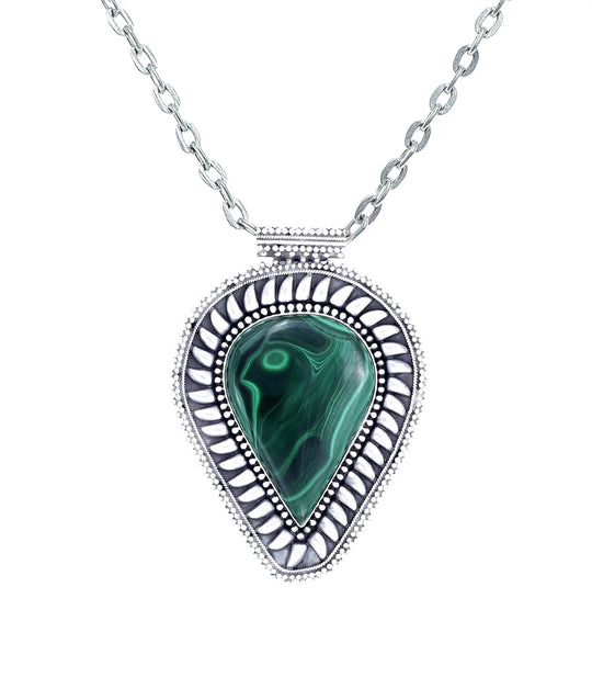 Malachite Pan Motif Sterling Silver Pendant