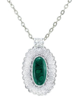 Malachite Sterling Silver Embroidered Pendant