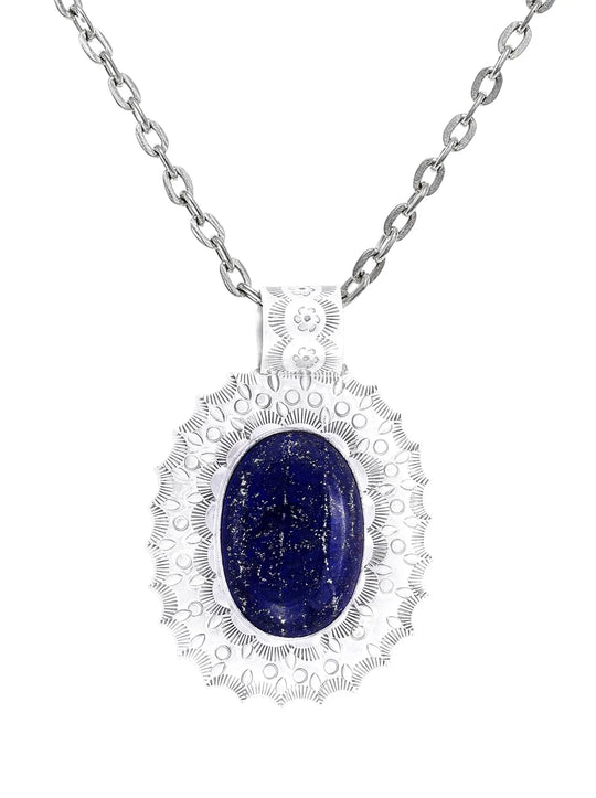 Oval Lapis Lazuli Sterling Silver Pendant
