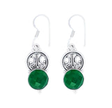 Faceted Emerald Sterling Silver Earrings