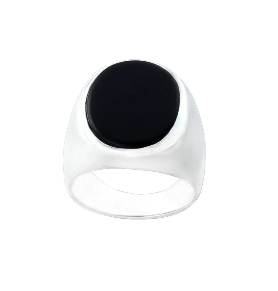 Black Onyx Oval Sterling Silver Ring