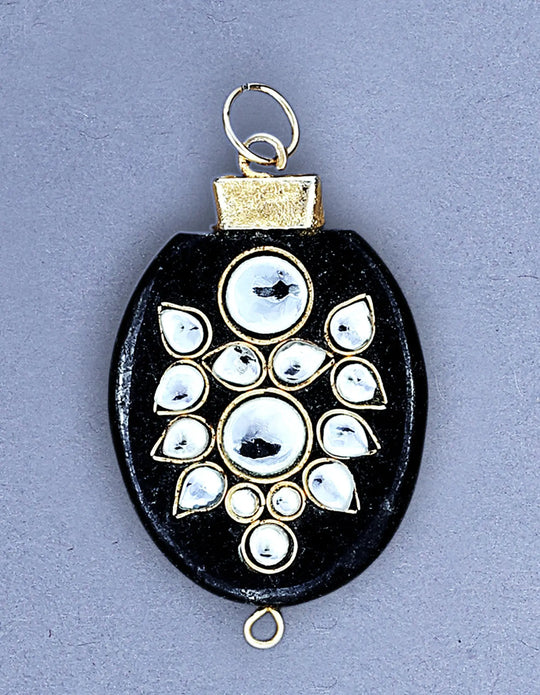 Agate and Meenakari Enamel Gemstone Pendant