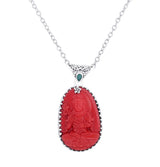 Padmapani Buddha Emerald and Pearl Sterling Silver Pendant