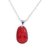 Ruby Red Gemstone Buddha Pendant in Sterling Silver