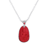 Ruby Red Gemstone Buddha Sterling Silver Pendant