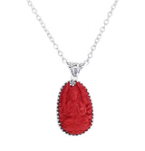 Ruby Red Gemstone Buddha Sterling Silver Pendant