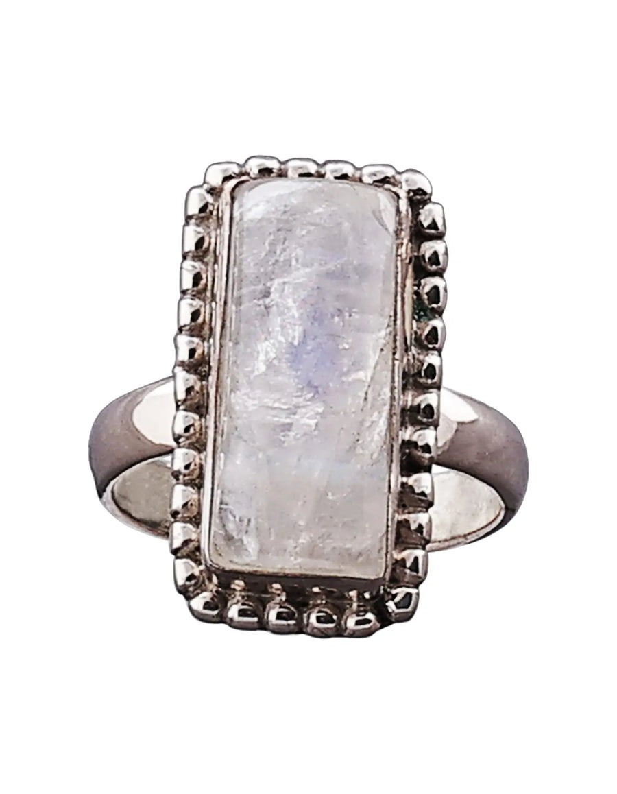 Rainbow Moonstone Sterling Silver Ring
