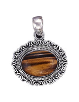 Tiger Eye Stone Sterling Silver Pendant