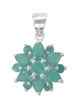 Emerald Floral Sterling Silver Pendant