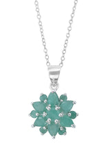 Emerald Floral Sterling Silver Pendant