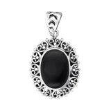 Black Onyx and Labradorite Sterling Silver Pendant