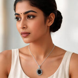 Black Onyx and Labradorite Sterling Silver Pendant